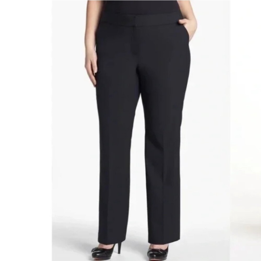 🖤 Sejour Curvy Fit Wide-Leg Black Trousers/Dress Pants, Nordstrom Plus Size 16W
